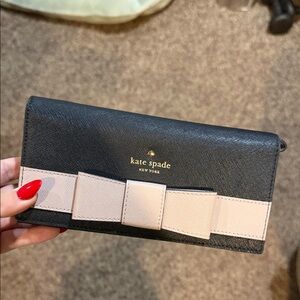 Kate Spade Black Wallet with Pink Bow